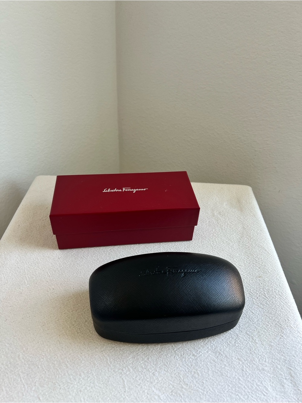 Salvatore Ferragamo Black Eyewear Case with Red Presentation Box